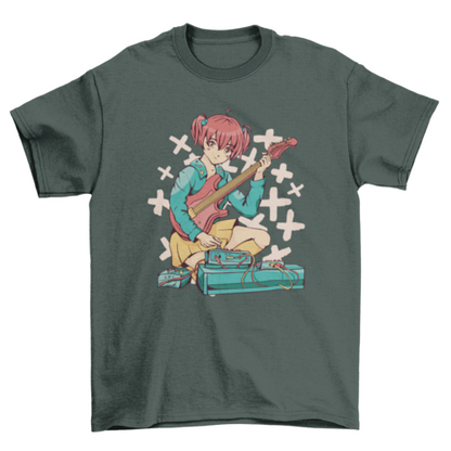 Anime girl electric guitar t-shirt