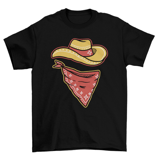 Western hat and bandana cowboy t-shirt