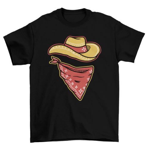 Western hat and bandana cowboy t-shirt