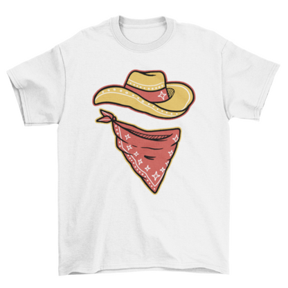 Western hat and bandana cowboy t-shirt