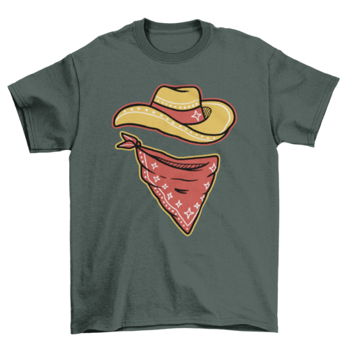 Western hat and bandana cowboy t-shirt
