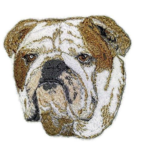 White Bulldog Dog Face Embroidery Iron On/Sew patch [4" x 4"]