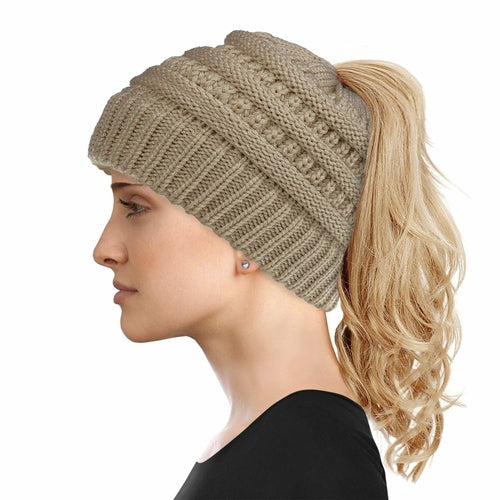 Women's Soft-Knit Ponytail Hat (Multiple Colors)