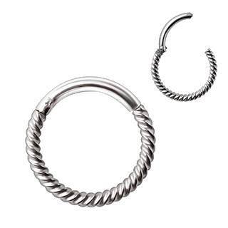 316L Stainless Steel Rope Design Seamless Clicker Ring / Septum