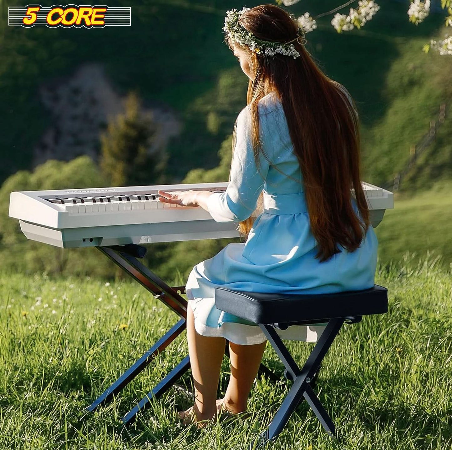 5 Core Keyboard Bench 3" Padded Cushioned Piano Stool Height