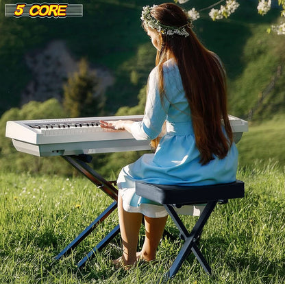 5 Core Keyboard Bench 3" Padded Cushioned Piano Stool Height