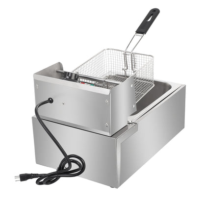 2500W MAX 110V 6L Stainless Steel Single Cylinder Electric Fryer