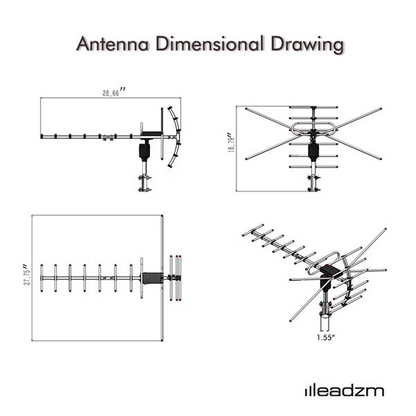 360°Rotation 45-230MHz/470-860MHz 15-22dB Outdoor Antenna