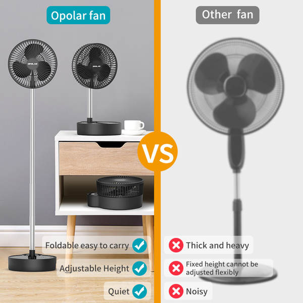 3 Speeds Height Adjustment 10000mAh Battery USB Desk Fan