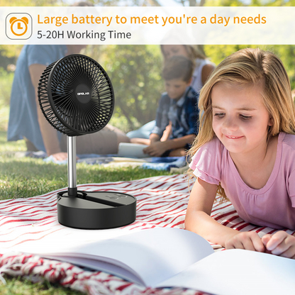 3 Speeds Height Adjustment 10000mAh Battery USB Desk Fan