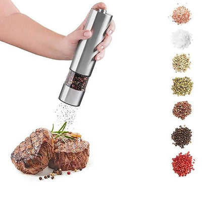 2pcs Stainless Steel Electric Automatic Pepper Mills Salt Grinder