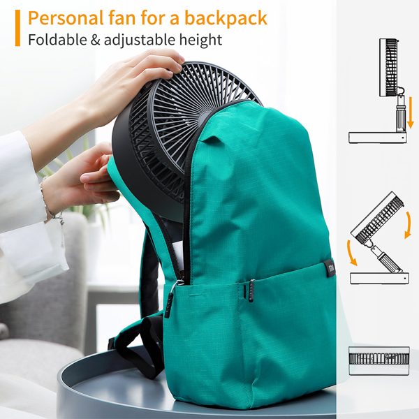 3 Speeds Height Adjustment 10000mAh Battery USB Desk Fan
