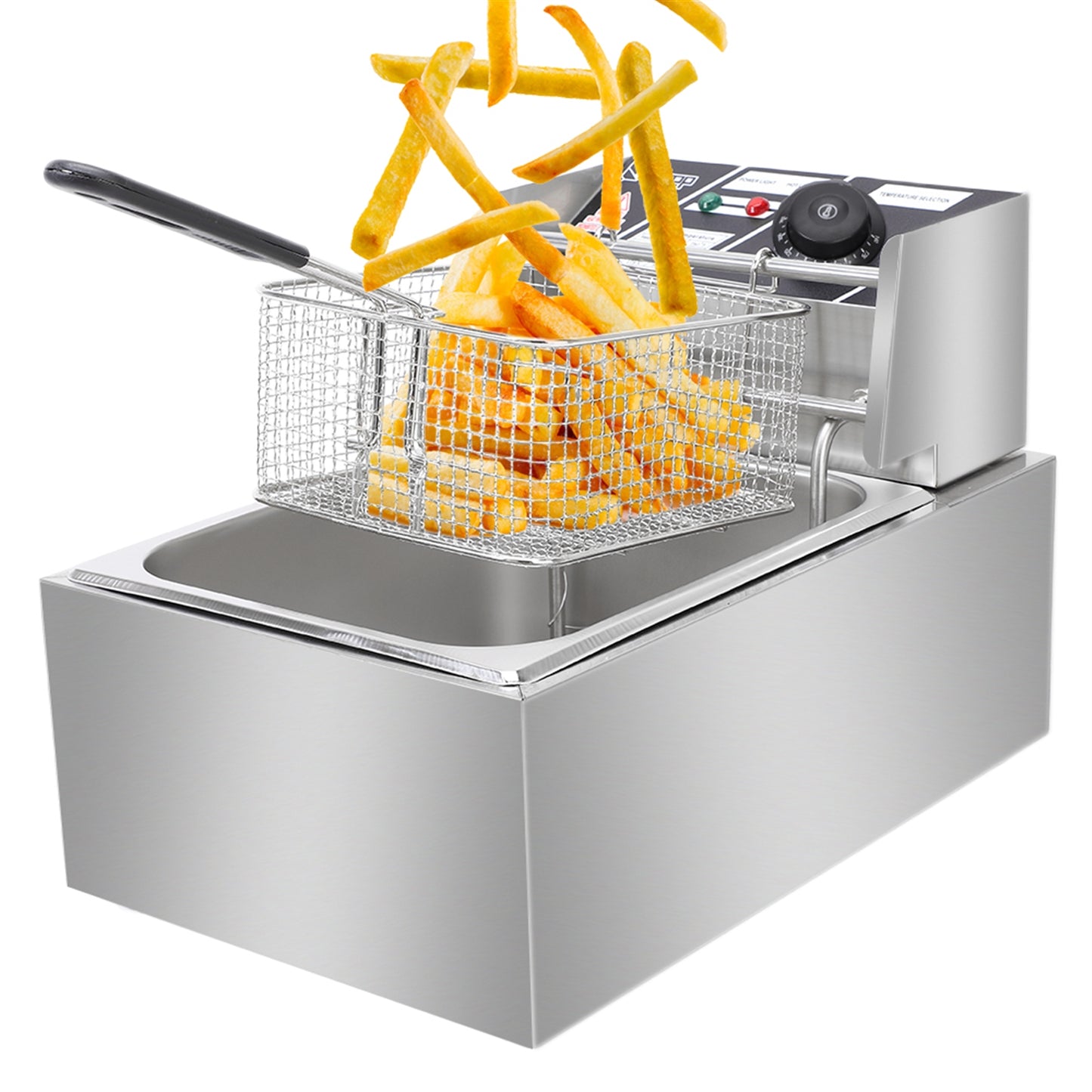 2500W MAX 110V 6L Stainless Steel Single Cylinder Electric Fryer