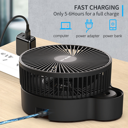 3 Speeds Height Adjustment 10000mAh Battery USB Desk Fan