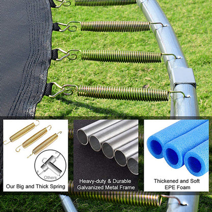 12FT Round Trampoline with Safety Enclosure Net & Ladder