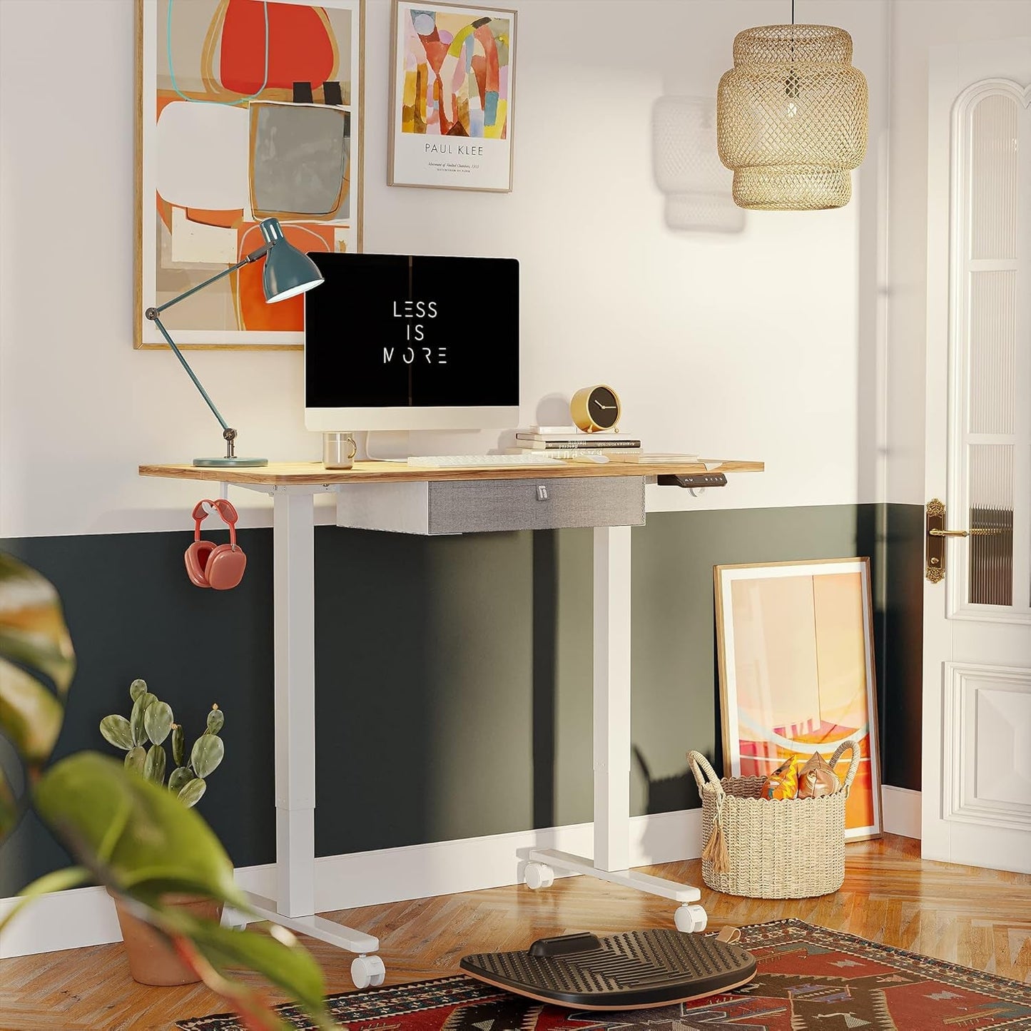 40 X 24 Inches Standing Desk with Drawer, Adjustable Height Electric