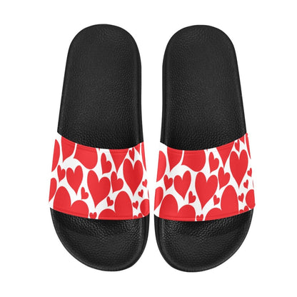 Womens Slide Sandals,  Love Red Hearts