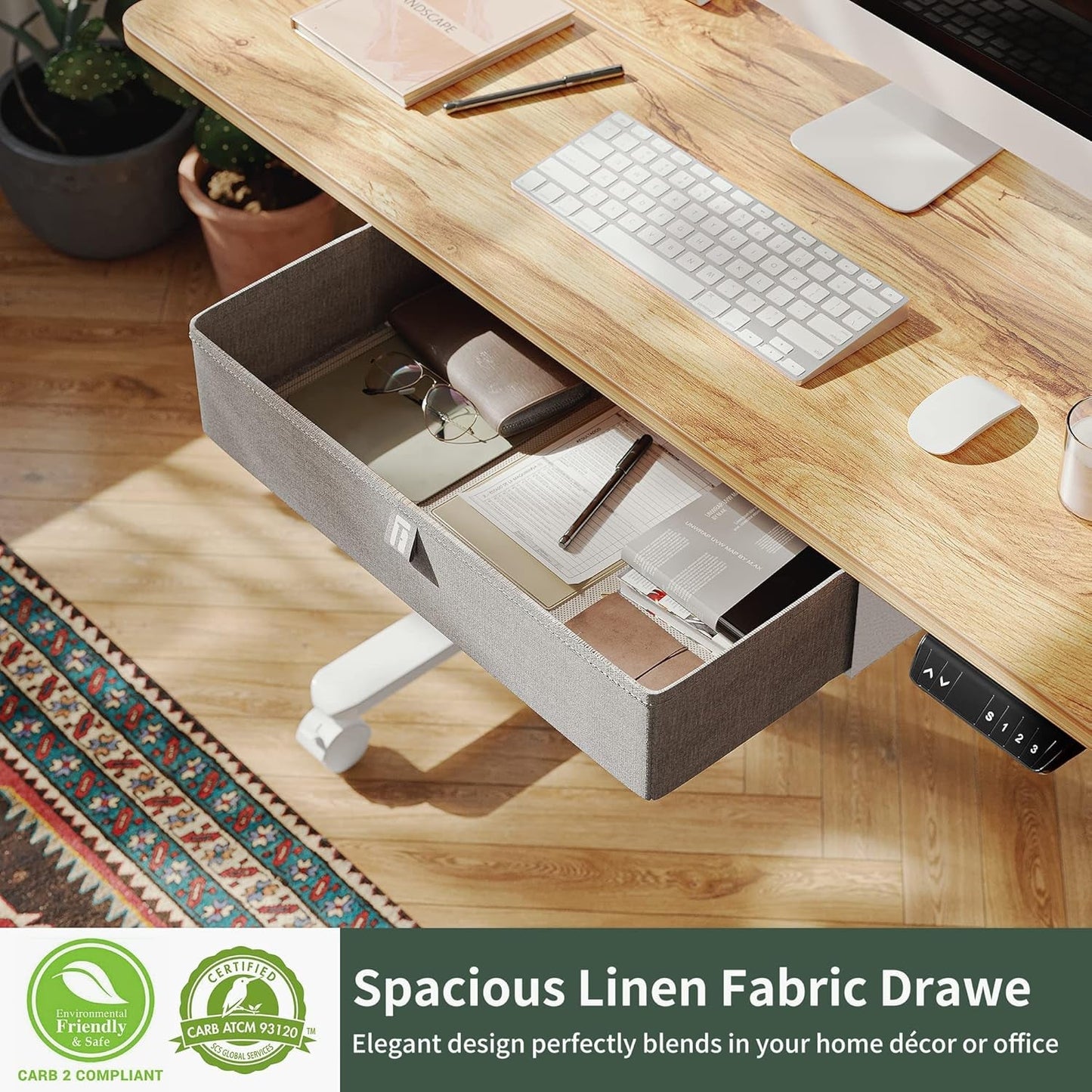 40 X 24 Inches Standing Desk with Drawer, Adjustable Height Electric