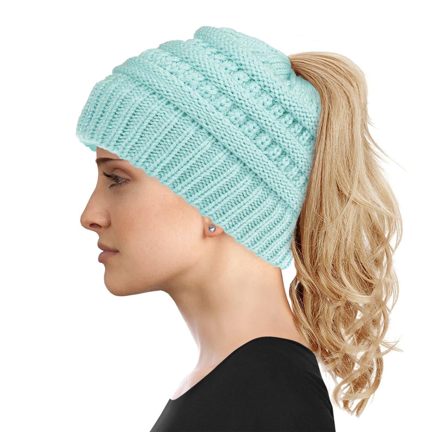 Women's Soft-Knit Ponytail Hat (Multiple Colors)