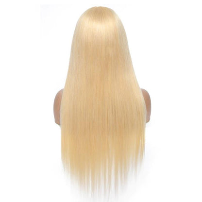 Wig with Bang 200% Density Human , #1B/613 Straight 180% Density #613
