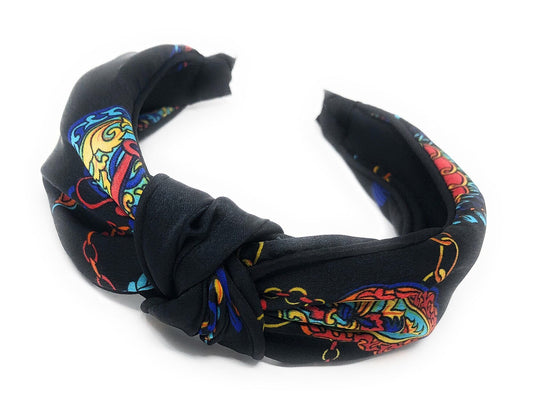 Wide Headband for Girls, Bohemian Turban Headbands, Retro Satin Hairba