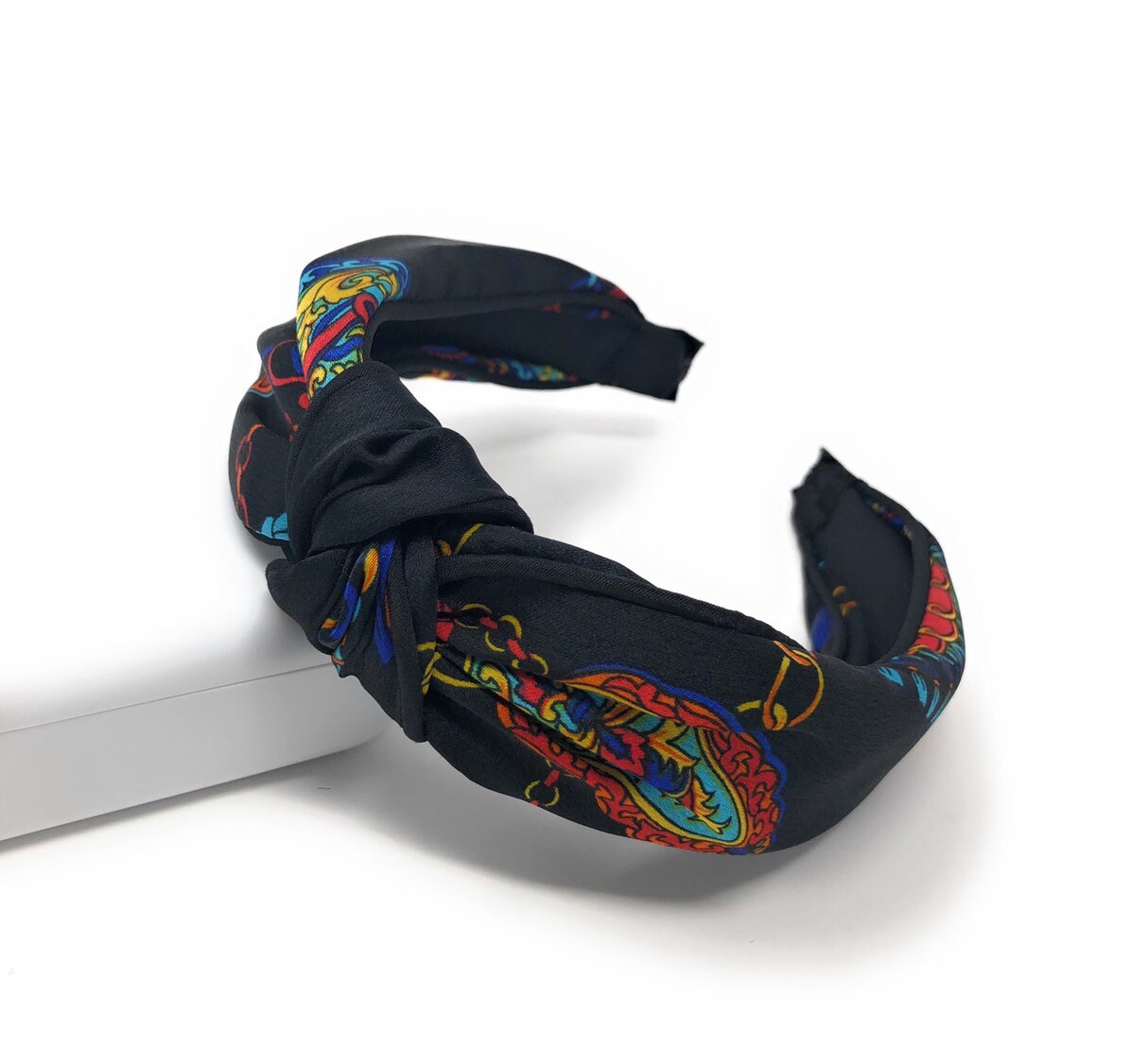 Wide Headband for Girls, Bohemian Turban Headbands, Retro Satin Hairba