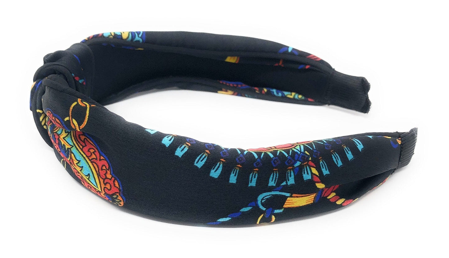 Wide Headband for Girls, Bohemian Turban Headbands, Retro Satin Hairba