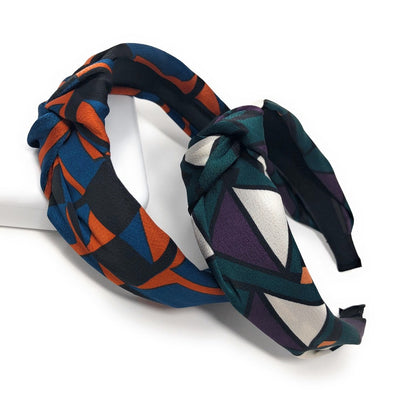 Wide Headband for Girls, Bohemian Turban Headbands, Mosaic Geometric H
