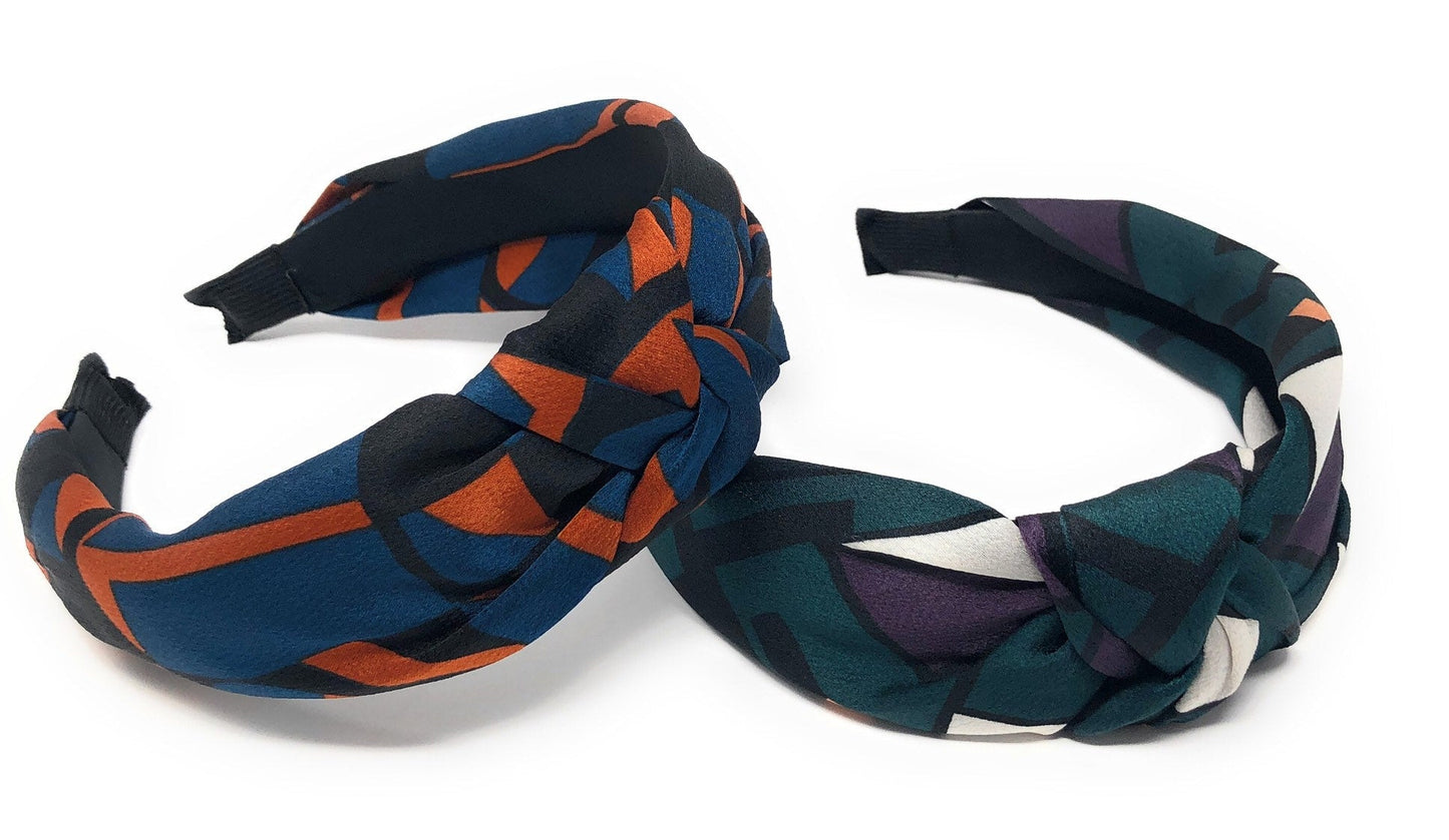 Wide Headband for Girls, Bohemian Turban Headbands, Mosaic Geometric H