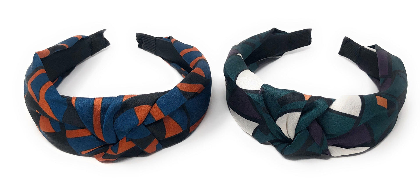 Wide Headband for Girls, Bohemian Turban Headbands, Mosaic Geometric H