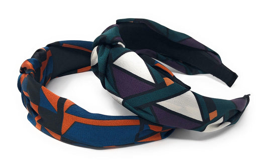 Wide Headband for Girls, Bohemian Turban Headbands, Mosaic Geometric H