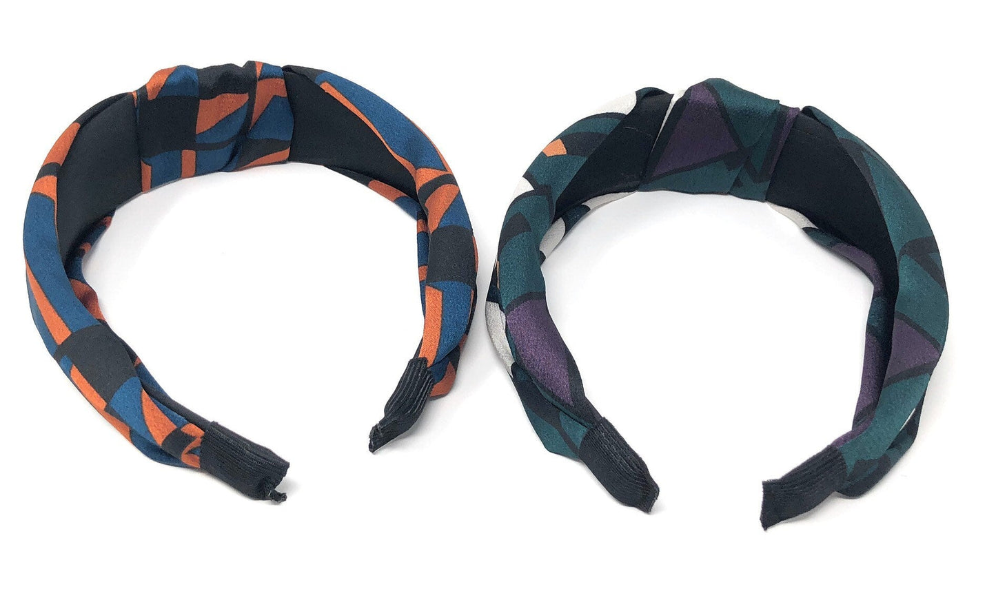 Wide Headband for Girls, Bohemian Turban Headbands, Mosaic Geometric H
