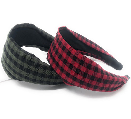 Wide Plaid Headband for Girls, Vintage Style Hairband, Gifts for Girls