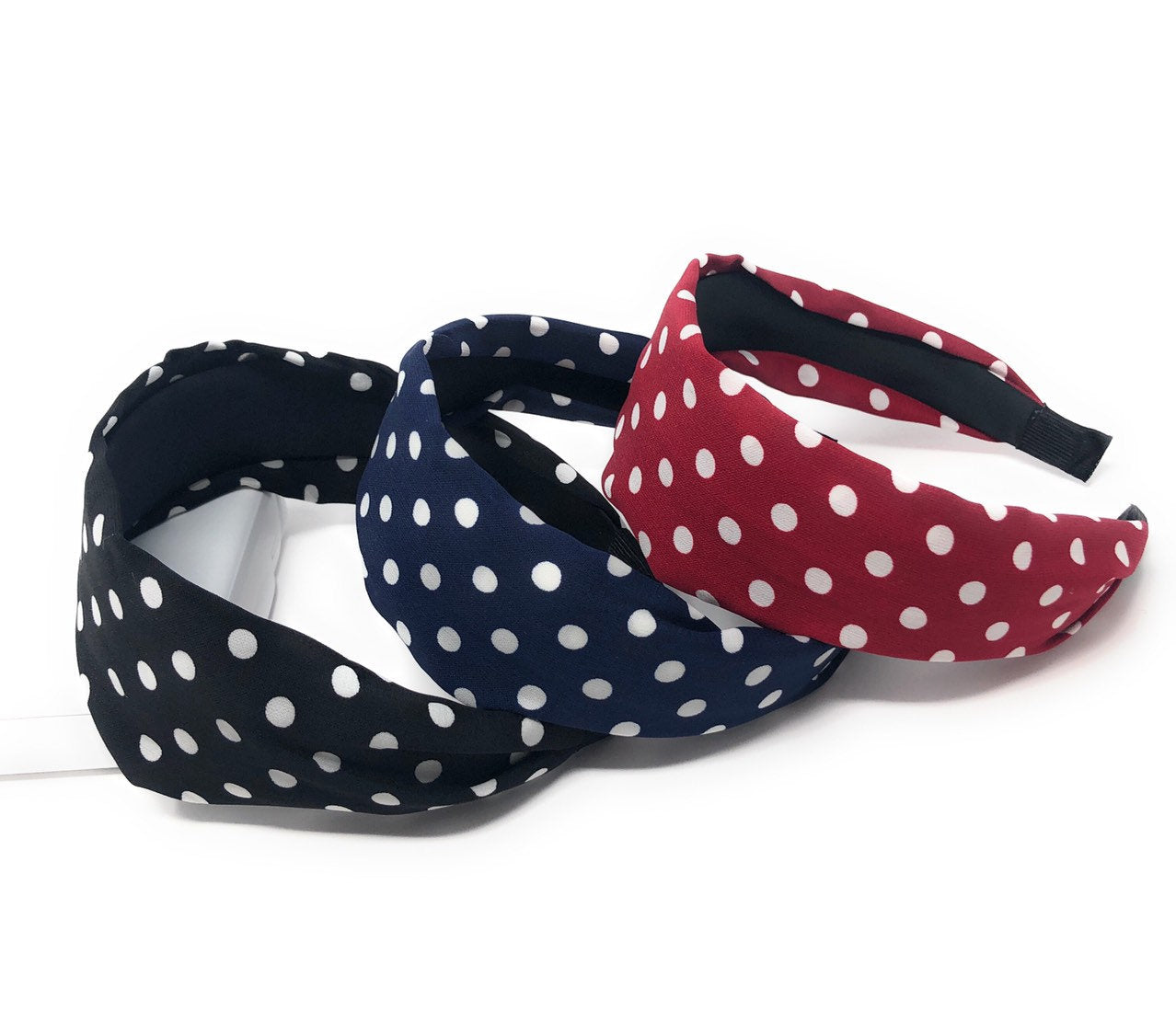 Wide Polka Dot Headband for Girls, Vintage Style Hairband, Gifts for G
