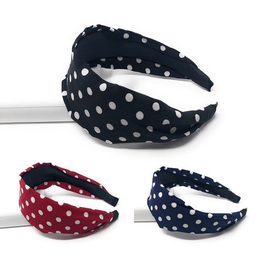 Wide Polka Dot Headband for Girls, Vintage Style Hairband, Gifts for G