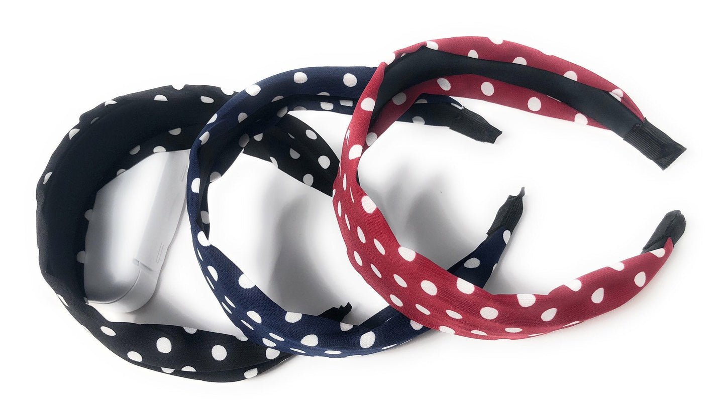 Wide Polka Dot Headband for Girls, Vintage Style Hairband, Gifts for G