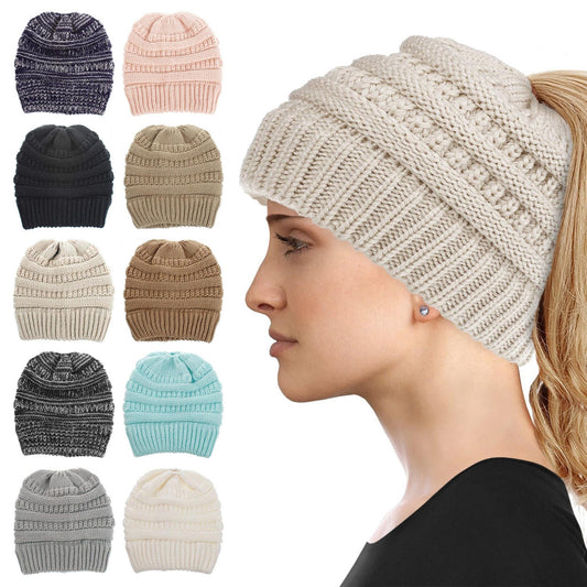 Women's Soft-Knit Ponytail Hat (Multiple Colors)