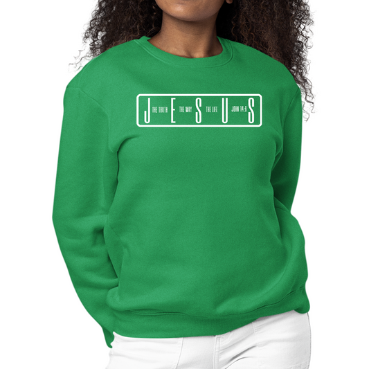 Womens Long Sleeve Graphic Sweatshirt Jesus The Truth The Way The Life
