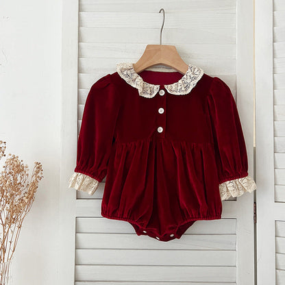 Arrival Spring Baby Kids Girls Long Sleeves Lace Facing Onesies and