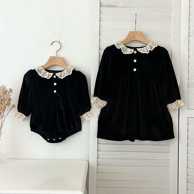 Arrival Spring Baby Kids Girls Long Sleeves Lace Facing Onesies and