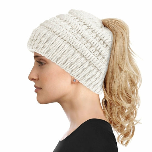 Women's Soft-Knit Ponytail Hat (Multiple Colors)