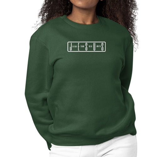 Womens Long Sleeve Graphic Sweatshirt Jesus The Truth The Way The Life