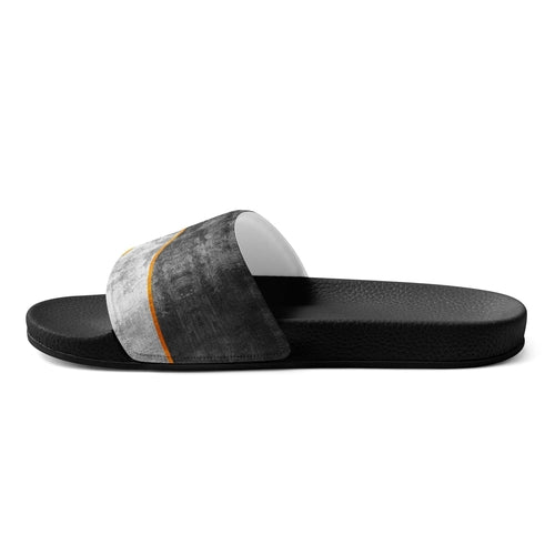 Women's Slides Black Blue Grey Circular Geometric Pattern Print