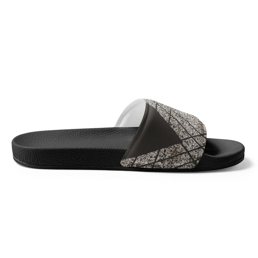 Women's Slides Brown And White Triangular Colorblock