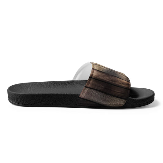 Women's Slides Natural Wood Grain Pattern