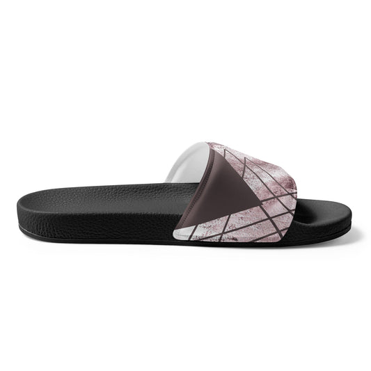 Women's Slides Mauve Rose And White Triangular Colorblock