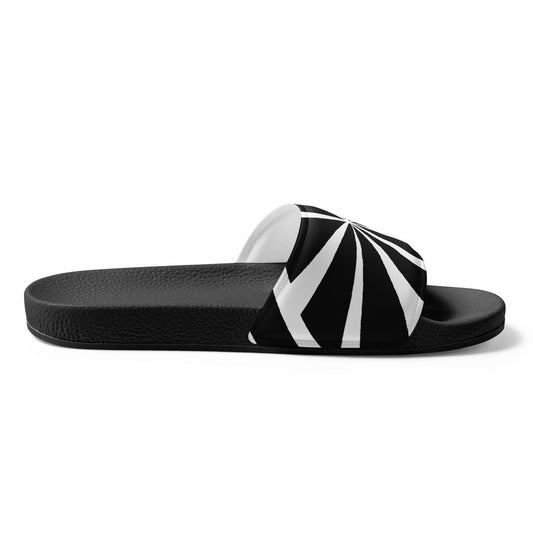 Women's Slides Black And White Geometric Pattern 2