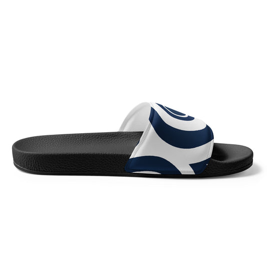Women's Slides Navy Blue And White Circular Pattern