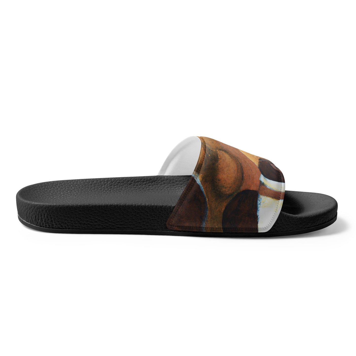 Women's Slides Brown White Stone Pattern