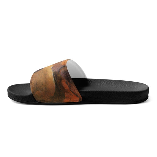 Women's Slides Brown White Stone Pattern